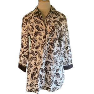Chico’s sz M no iron chic stretch brown paisley tunic